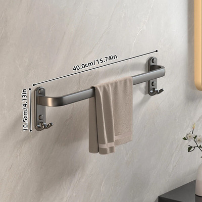 Σχάρα για πετσέτες από κράμα αλουμινίου Χωρίς διάτρηση Επιτοίχια θήκη για πετσέτες Πολυλειτουργικό ράφι αποθήκευσης μπάνιου