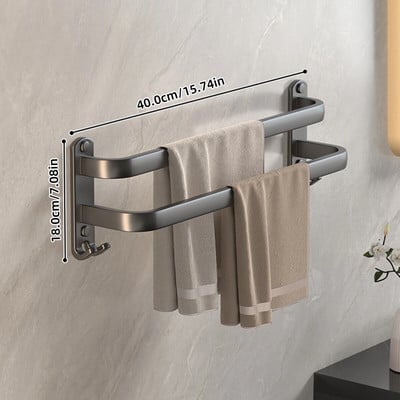 Σχάρα για πετσέτες από κράμα αλουμινίου Χωρίς διάτρηση Επιτοίχια θήκη για πετσέτες Πολυλειτουργικό ράφι αποθήκευσης μπάνιου