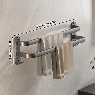 Σχάρα για πετσέτες από κράμα αλουμινίου Χωρίς διάτρηση Επιτοίχια θήκη για πετσέτες Πολυλειτουργικό ράφι αποθήκευσης μπάνιου