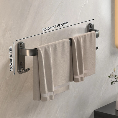 Σχάρα για πετσέτες από κράμα αλουμινίου Χωρίς διάτρηση Επιτοίχια θήκη για πετσέτες Πολυλειτουργικό ράφι αποθήκευσης μπάνιου