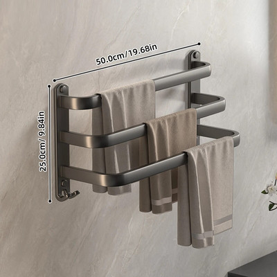 Σχάρα για πετσέτες από κράμα αλουμινίου Χωρίς διάτρηση Επιτοίχια θήκη για πετσέτες Πολυλειτουργικό ράφι αποθήκευσης μπάνιου