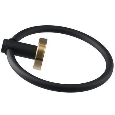 Okrúhly krúžok na uteráky, odolný, nerezový, čierno-zlatý, držiak na uteráky do kúpeľne