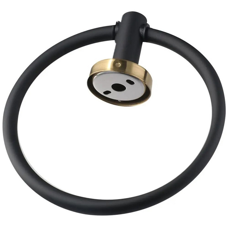 Okrúhly krúžok na uteráky, odolný, nerezový, čierno-zlatý, držiak na uteráky do kúpeľne