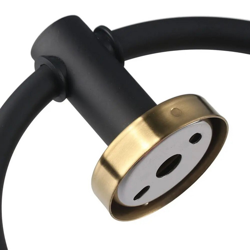 Okrúhly krúžok na uteráky, odolný, nerezový, čierno-zlatý, držiak na uteráky do kúpeľne