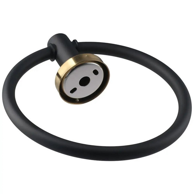 Okrúhly krúžok na uteráky, odolný, nerezový, čierno-zlatý, držiak na uteráky do kúpeľne