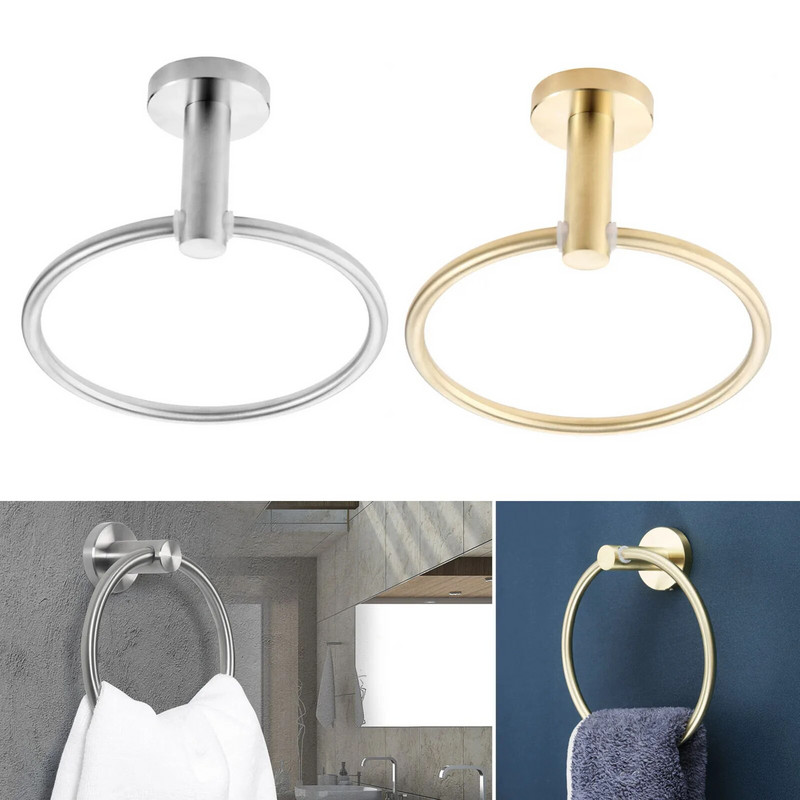 1 τεμ από ανοξείδωτο ατσάλι βουρτσισμένο χρυσό στρογγυλό δαχτυλίδι πετσέτας μπάνιου δημιουργικό γάντζο αποθήκευσης πετσετών αξεσουάρ μπάνιου τουαλέτας