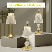 Επιτραπέζια φωτιστικά Crystal Diamond Retro Led Bar Επιτραπέζια Φωτιστικό USB Επαναφορτιζόμενη Προστασία ματιών Φωτιστικό Νύχτας για Υπνοδωμάτιο Ξενοδοχείου Γραφείου