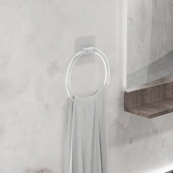 Δαχτυλίδι για πετσέτες μπάνιου χωρίς διάτρηση Αυτοκόλλητη 180° Περιστρεφόμενη διαφανής κρεμάστρα για πετσέτες χεριών για κουζίνα