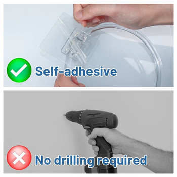 Δαχτυλίδι για πετσέτες μπάνιου χωρίς διάτρηση Αυτοκόλλητη 180° Περιστρεφόμενη διαφανής κρεμάστρα για πετσέτες χεριών για κουζίνα