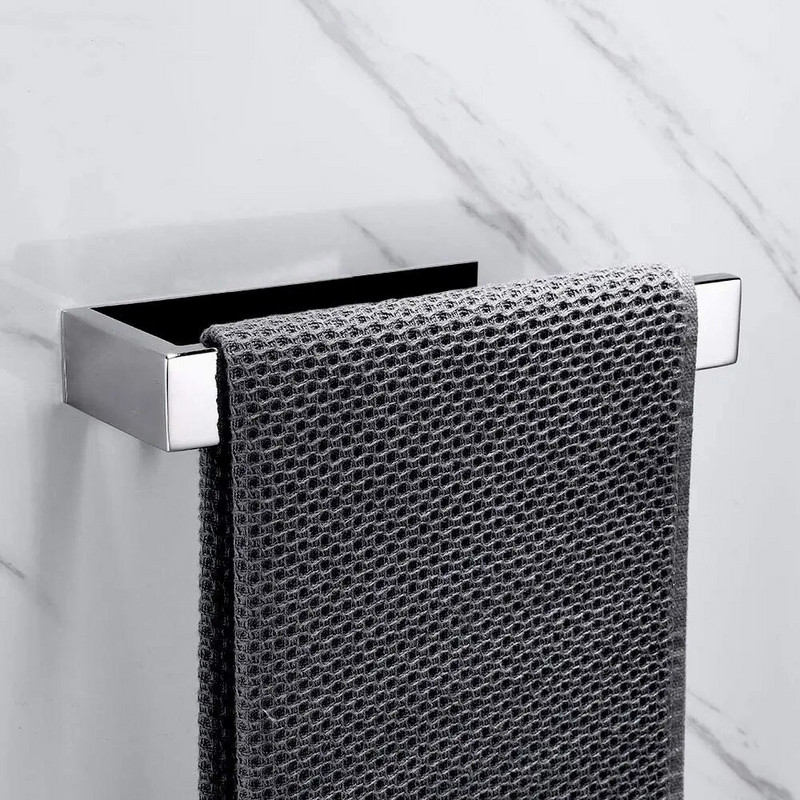 1 τεμ. 304 Ανοξείδωτη θήκη για πετσέτες από χρώμιο χωρίς τρύπημα Αυτοκόλλητη βάση στήριξης για πετσέτες Αξεσουάρ μπάνιου