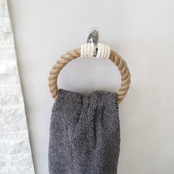 Κρεμάστρα για πετσέτες Δαχτυλίδι δαχτυλίδια Boho Decor Ξύλινα για Τοίχο Μπάνιου Πετσέτες με γάντζο