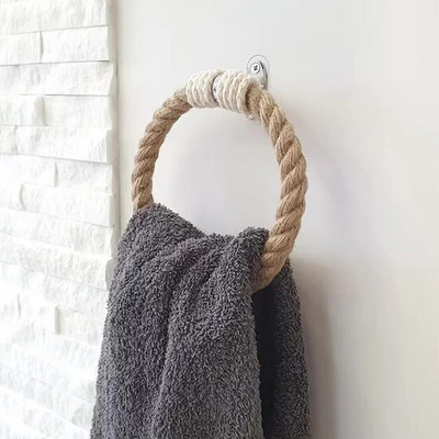 Törölközőtartó kézi gyűrűk Boho Decor fából készült gyűrűk fürdőszobai fali kötéltartók horgas törülközők