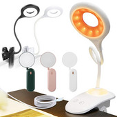 LED-lugemine, painduv klambriga raamatuvalgustite kollektsioon USB-laetav silmade kaitse Astmeta hämarduv õpilaste lugemislaualamp