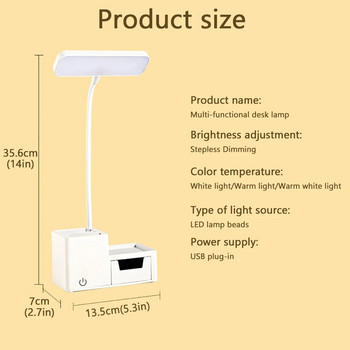 LED настолни настолни лампи Защита на очите Нощна лампа за четене Държач за писалка Лампа за четене Чекмедже за съхранение Настолна лампа