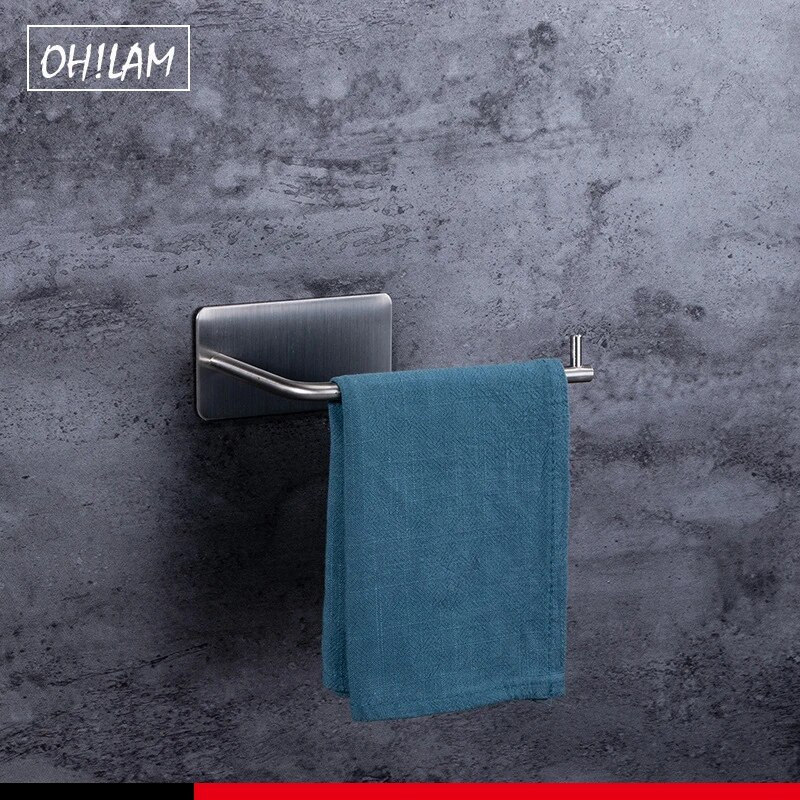 Μπάρα πετσετών Αυτοκόλλητη SUS304 από ανοξείδωτο ατσάλι Θήκη για πετσέτες μπάνιου Organizer Βουρτσισμένη ράφι τοίχου Κρεμαστά πετσέτες μπάνιου Αξεσουάρ
