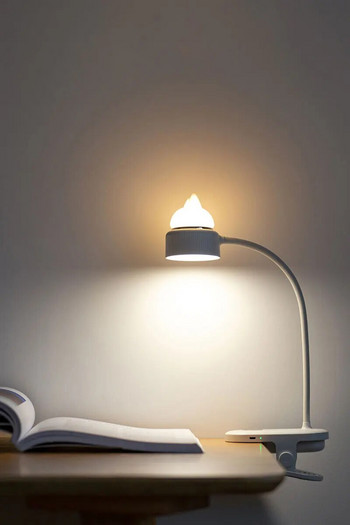 Светодиодна скоба за маса за легло Котешка нощна лампа за четене 2 в 1 за легло, скоба за книга, 360 ° гъвкава настолна лампа с щипка за гъша шия