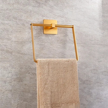 Τετράγωνα δαχτυλίδια για πετσέτες Σχάρες τουαλέτας Υλικό Αξεσουάρ Wc Ντους Αλουμίνιο Αλουμινίου Φορητή ασημένια βάση τοίχου