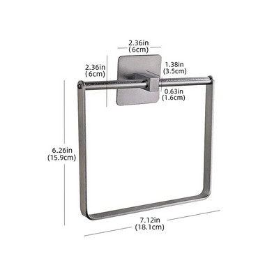 Ruudukujulised käterätikurõngad WC-riiulid Riistvara WC-tarvikud Dušš Alumiinium Puntsivaba ripphoidik Kaasaskantav hõbedane seinale kinnitatav