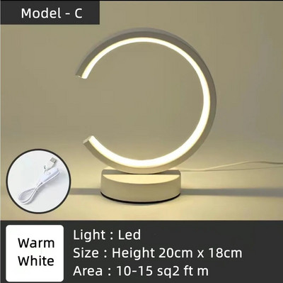 Επιτραπέζιο φωτιστικό 20cm LED απλό κυκλικό δαχτυλίδι Υπνοδωμάτιο δίπλα στο κρεβάτι Σαλόνι Εστιατόριο Ξενοδοχείου Διακοσμητικό φωτιστικό με ρυθμιζόμενο στρογγυλό φως νύχτας