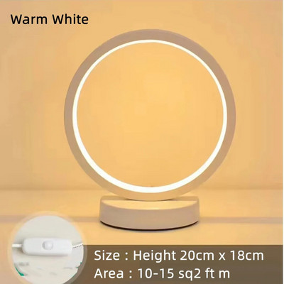Επιτραπέζιο φωτιστικό 20cm LED απλό κυκλικό δαχτυλίδι Υπνοδωμάτιο δίπλα στο κρεβάτι Σαλόνι Εστιατόριο Ξενοδοχείου Διακοσμητικό φωτιστικό με ρυθμιζόμενο στρογγυλό φως νύχτας