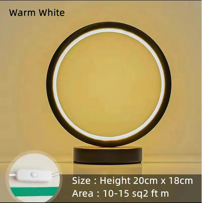 Επιτραπέζιο φωτιστικό 20cm LED απλό κυκλικό δαχτυλίδι Υπνοδωμάτιο δίπλα στο κρεβάτι Σαλόνι Εστιατόριο Ξενοδοχείου Διακοσμητικό φωτιστικό με ρυθμιζόμενο στρογγυλό φως νύχτας