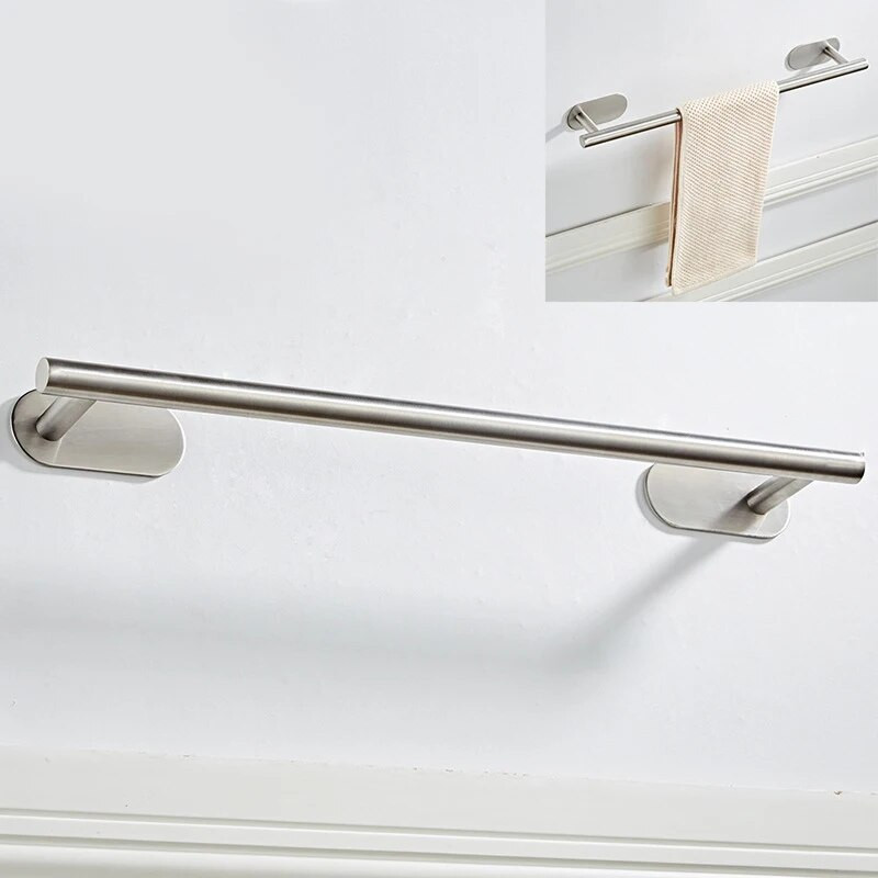 Κρεμάστρα για πετσέτες μπάνιου από ανοξείδωτο ατσάλι Αυτοκόλλητη επιτοίχια θήκη για πετσέτες μπάνιου Ράφι κρεμάστρα ρούχων