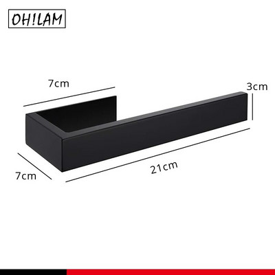 Θήκη για πετσέτες χεριών Δαχτυλίδι για πετσέτες χεριών Αυτοκόλλητο μπαστούνι πετσετών κουζίνας μπάνιου στον τοίχο SUS 304 από ανοξείδωτο ατσάλι Μαύρο ματ