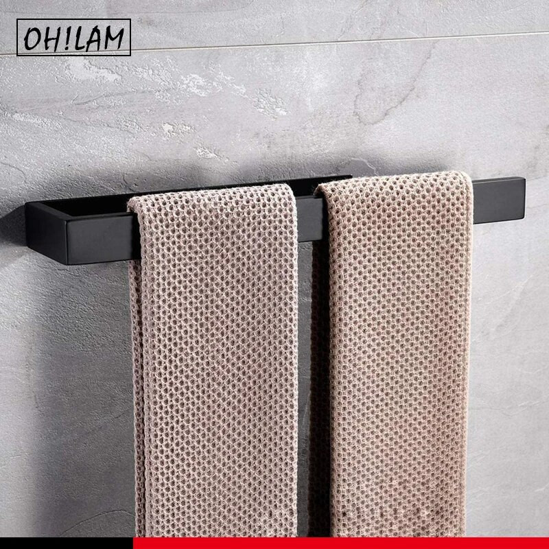 Θήκη για πετσέτες χεριών Δαχτυλίδι για πετσέτες χεριών Αυτοκόλλητο μπαστούνι πετσετών κουζίνας μπάνιου στον τοίχο SUS 304 από ανοξείδωτο ατσάλι Μαύρο ματ