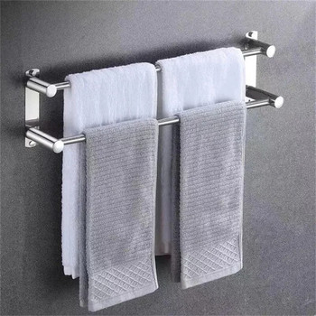 Μπάρα για πετσέτες μπάνιου Επιτοίχια θήκη για πετσέτες από ανοξείδωτο χάλυβα Κρεμάστρα για πετσέτες Κόλλα Αξεσουάρ αποθήκευσης Αξεσουάρ μπάνιου