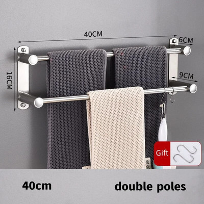 Μπάρα για πετσέτες μπάνιου Επιτοίχια θήκη για πετσέτες από ανοξείδωτο χάλυβα Κρεμάστρα για πετσέτες Κόλλα Αξεσουάρ αποθήκευσης Αξεσουάρ μπάνιου