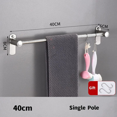 Μπάρα για πετσέτες μπάνιου Επιτοίχια θήκη για πετσέτες από ανοξείδωτο χάλυβα Κρεμάστρα για πετσέτες Κόλλα Αξεσουάρ αποθήκευσης Αξεσουάρ μπάνιου