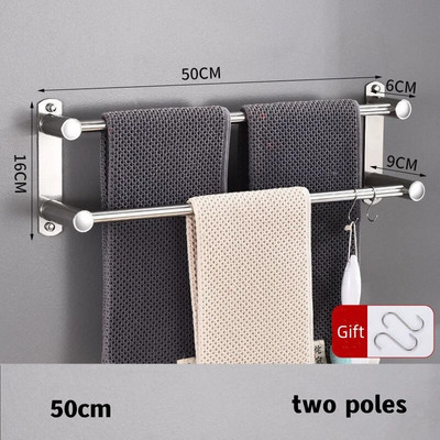 Μπάρα για πετσέτες μπάνιου Επιτοίχια θήκη για πετσέτες από ανοξείδωτο χάλυβα Κρεμάστρα για πετσέτες Κόλλα Αξεσουάρ αποθήκευσης Αξεσουάρ μπάνιου