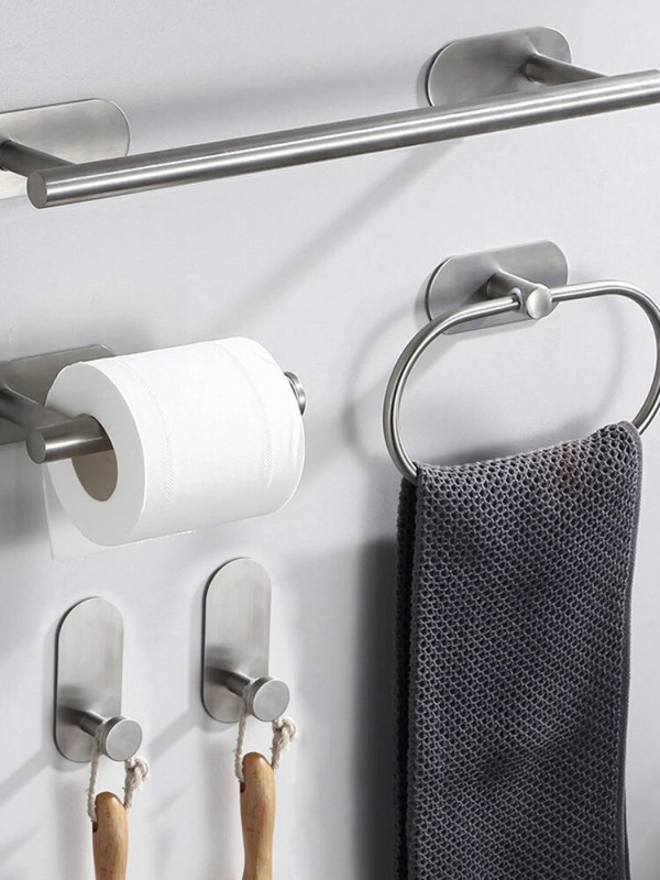 Σετ Αξεσουάρ Μπάνιου Τοίχου Ατσάλινο Ματ Μαύρο Σετ Υλικό Μπάνιου Σετ Πετσέτες Μπάρα Τουαλέτας Ανοξείδωτο