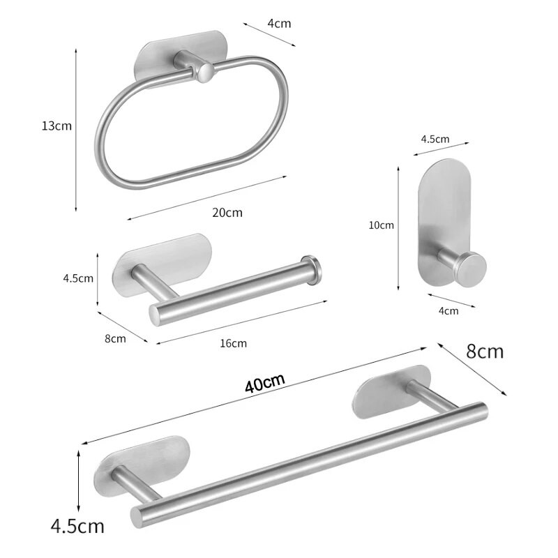 Σετ Αξεσουάρ Μπάνιου Τοίχου Ατσάλινο Ματ Μαύρο Σετ Υλικό Μπάνιου Σετ Πετσέτες Μπάρα Τουαλέτας Ανοξείδωτο