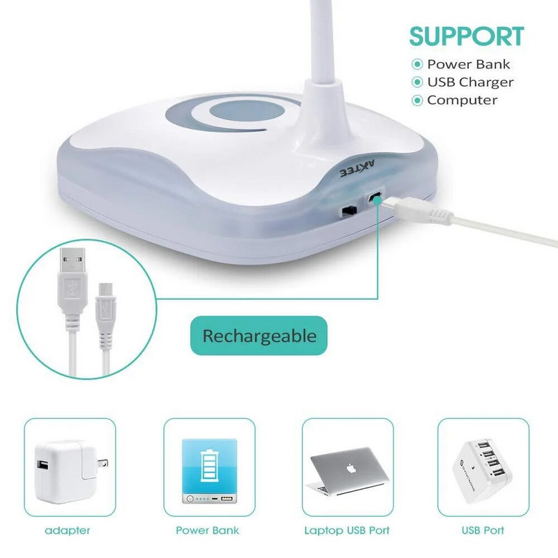 Stmievateľná LED stolová lampa, nabíjateľná USB, nočná lampa do očí, spálňa, detská študijná lampa na čítanie, prenosná, 2023, nové svetlo