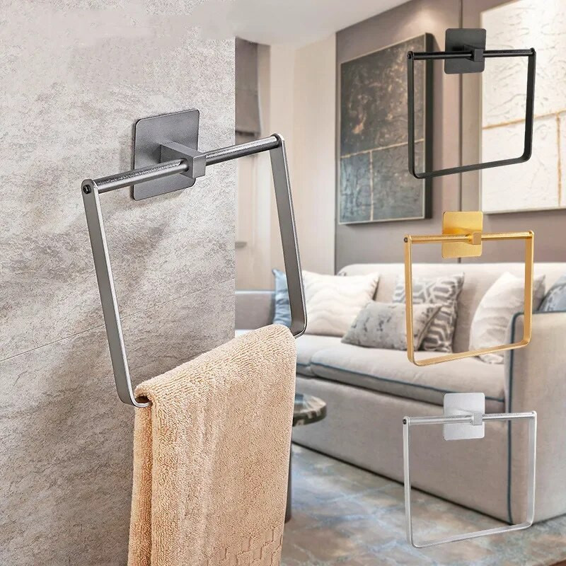 Kuldne nagi ruudukujulised käterätikurõngad Kaasaskantav WC riistvara WC-tarvikud Duširuum Alumiiniumist rippuv hoidik Seinale kinnitatav kinnitus