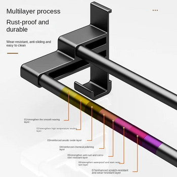 40-50 CM Κρεμάστρα για πετσέτες μπάνιου χωρίς ράβδο πετσέτας διάτρησης Σχάρα αποθήκευσης από κράμα αλουμινίου Αξεσουάρ μπάνιου τοίχου