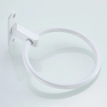 Λευκό Δαχτυλίδι για Πετσέτες Space Αλουμίνιο Επιτοίχια θήκη για πετσέτες μπάνιου Στρογγυλή κρεμάστρα ράφι για κουζίνα τουαλέτα Αξεσουάρ μπάνιου