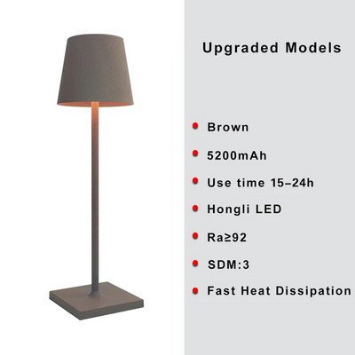 Επιτραπέζιο φωτιστικό Hotel Cordless Usb Επαναφορτιζόμενο Επιτραπέζιο φωτιστικό Poldina Αδιάβροχο διακόπτη αφής για κρεβατοκάμαρα Εστιατόριο σαλονιού ξενοδοχείου