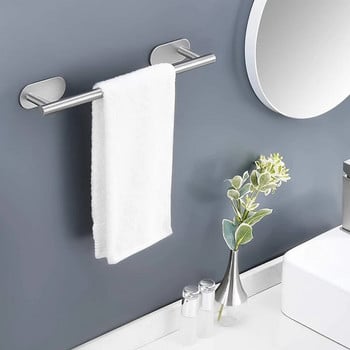 Αυτοκόλλητη κρεμάστρα για πετσέτες από ανοξείδωτο ατσάλι για τουαλέτα κουζίνας μπάνιου Τοποθέτηση χωρίς διάτρηση