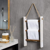 Suport de prosoape din lemn de agățat de perete vintage Dormitor retro Baie Bucătărie Sufragerie Suport de prosoape din lemn Scară de depozitare Decor acasă