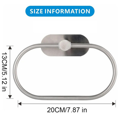 1 TK vannid Hõbedane käterätikuivatid roostevabast terasest elliptiline käterätikuhoidja tualettruumid käterätikuhoidja Kodu vannitoatarvikud