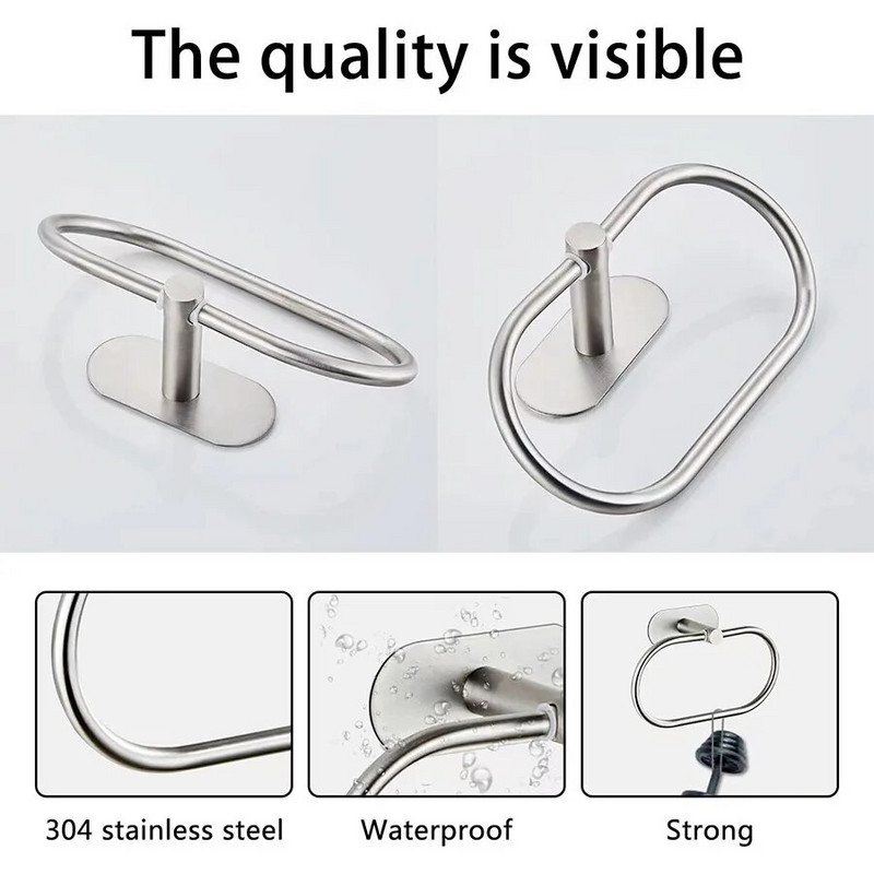 1 TK vannid Hõbedane käterätikuivatid roostevabast terasest elliptiline käterätikuhoidja tualettruumid käterätikuhoidja Kodu vannitoatarvikud