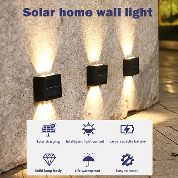 Нови слънчеви стенни светлини Външна водоустойчива LED соларна лампа нагоре и надолу Светещо осветление за градина, балкон, двор, улични декорационни лампи
