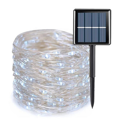 5M/12M/22M/32M Lumină solară în aer liber grădină zână șir de lumină LED sclipitor lampă rezistentă la apă pentru petrecere de Crăciun în curte copac