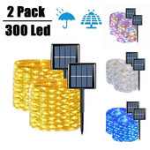 32M/22M/12M/7M Lumină LED solară în aer liber grădină zână șir de lumină 300 LED-uri strălucitoare lampă impermeabilă pentru petrecerea pomului de Crăciun în curte