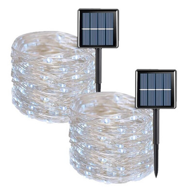 32M/22M/12M/7M Lumină LED solară în aer liber grădină zână șir de lumină 300 LED-uri strălucitoare lampă impermeabilă pentru petrecerea pomului de Crăciun în curte