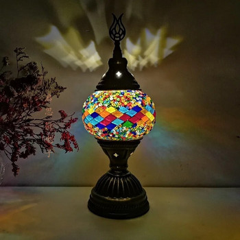 Турска мозайка настолна лампа винтидж арт деко Ръчно изработена мозайка lamparas de mesa Стъклена романтична лампа за легло lamparas con mosaicos