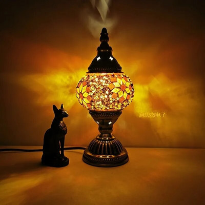 Турска мозайка настолна лампа винтидж арт деко Ръчно изработена мозайка lamparas de mesa Стъклена романтична лампа за легло lamparas con mosaicos