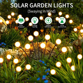 Solar Firefly Lights Αδιάβροχο Led κήπου εξωτερικού χώρου Φωτιστικό κήπου Φωτιστικό κήπου Solar Energy Swing By Wind Courtyard Patio Decoration